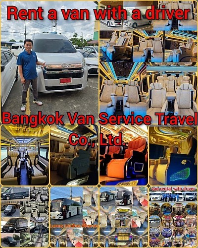BANGKOK VAN SERVICE TRAVEL CO.,LTD. 115/171 Sukjai Village, Nawamin C. 163, Intersection 15-10, Nawamin Rd., Nuanchan Subdistrict B. Bueng Kum Bangkok 10230 Rent a City Tour Van in Bangkok The company rents a van with a driver, offers a rental service for a car with a driver, rental for a car with a driver, and is open 24 hours a day. Car pick-up and drop-off services are available throughout Thailand with over 10 years of experience and 24 hours a day. Personalized, convenient, cost-effective service offering a wide range of pre-booking, rental, airport pickup, and pre-booking options.